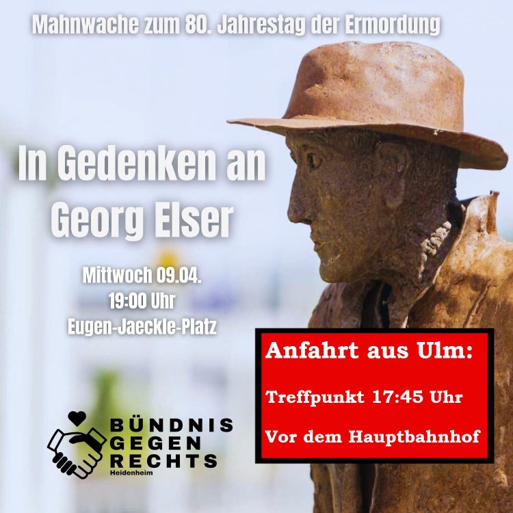 80. Todestag von Georg Elser – gemeinsames Gedenken